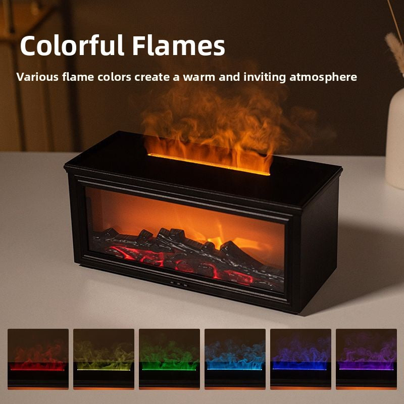 Cozy Fireplace Aroma Diffuser | 7-Color Flame Light