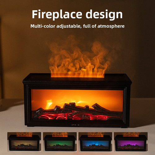 Cozy Fireplace Aroma Diffuser | 7-Color Flame Light
